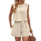 thumbnail image 2 of Conjunto de jogging de 2 piezas para mujer: camiseta sin mangas y pantalones cortos, cintura elástica, conjunto deportivo informal, 2 of 8