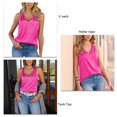 thumbnail image 3 of Camiseta sin mangas de seda satinada para mujer, cuello en V, informal, color puro, camisola básica de seda satinada, 3 of 7