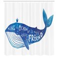 thumbnail image 3 of Ambesonne Inspirational Shower Curtain, Whale King Friend, 69"Wx84"L, Violet Blue White, 3 of 3