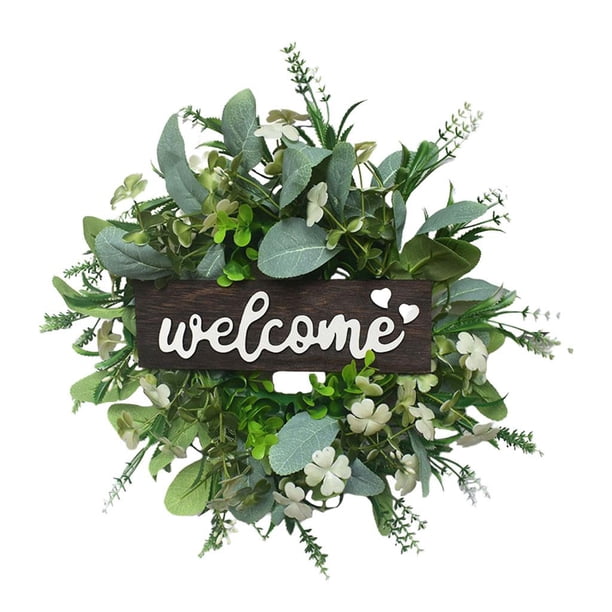 Guirnalda artificial de eucalipto de 12 pulgadas para decoración del hogar, bodas, cenas, letrero de bienvenida. blanco