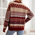 thumbnail image 4 of FDGIU Women's Chunky Knit Sweater Warm Pullover Crewneck Sweater 2025, Oversized Loose Striped Top, Casual Fall Fashion Cozy Tunic, 4 of 7