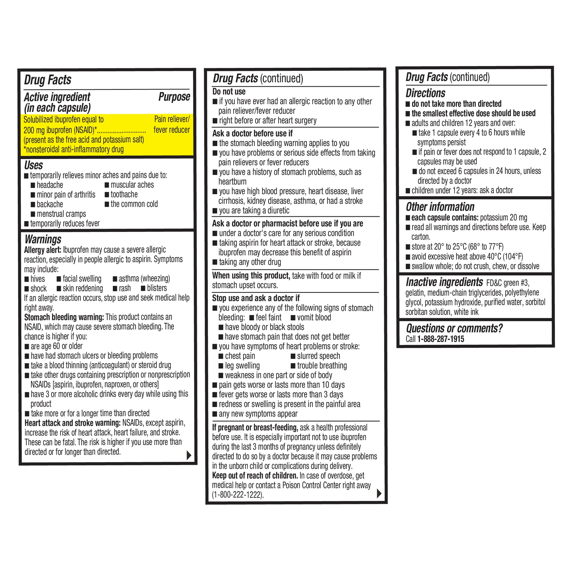 Equate Ibuprofen Capsules, 200 mg, 300 Count