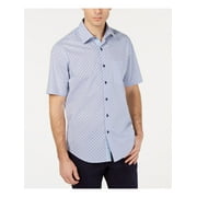 TASSO ELBA Mens Light Blue Printed Collared Button Down Shirt XL