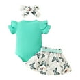thumbnail image 4 of Sopiago Baby Girl Clothes Short Sleeve Romper Shorts Set Floral Summer Outfits Cute Baby Girls Clothes with Headband Mint Green,0-3 Months, 4 of 7