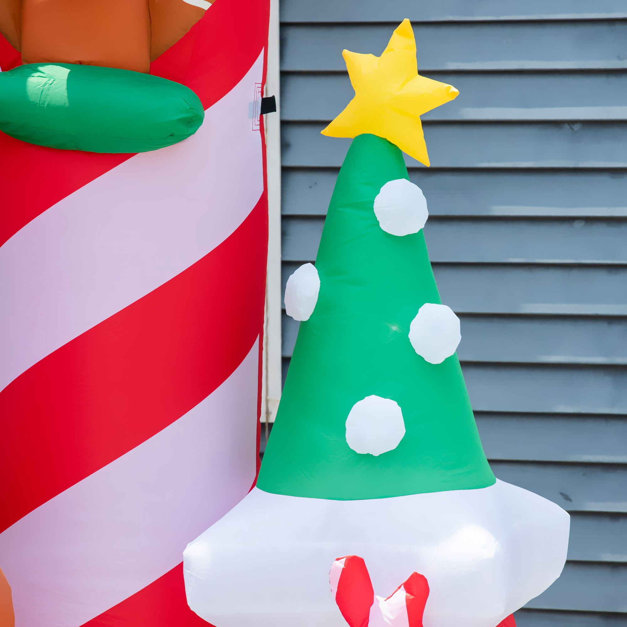 Christmas Inflatable Candy Castle Outdoor Decoration with LED Lights, 10 ft Blow-Up Yard Decor for Garden, Lawn, and Holiday Party