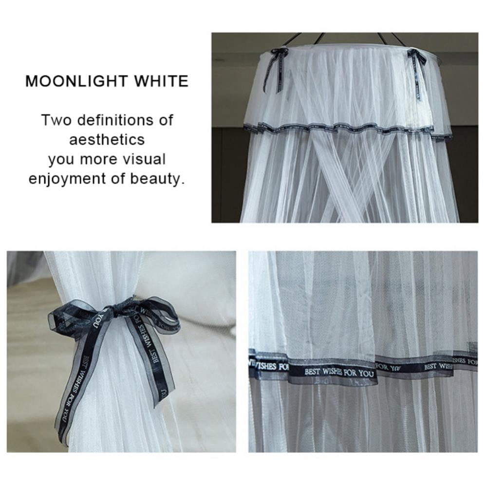 Canopy Bed Curtains, Canopy Netting for Bed, Mesh Sheer Bed Canopy for Girls and Women, Hook Up Curtains for Crib Twin Full Queen King Size Bed, White