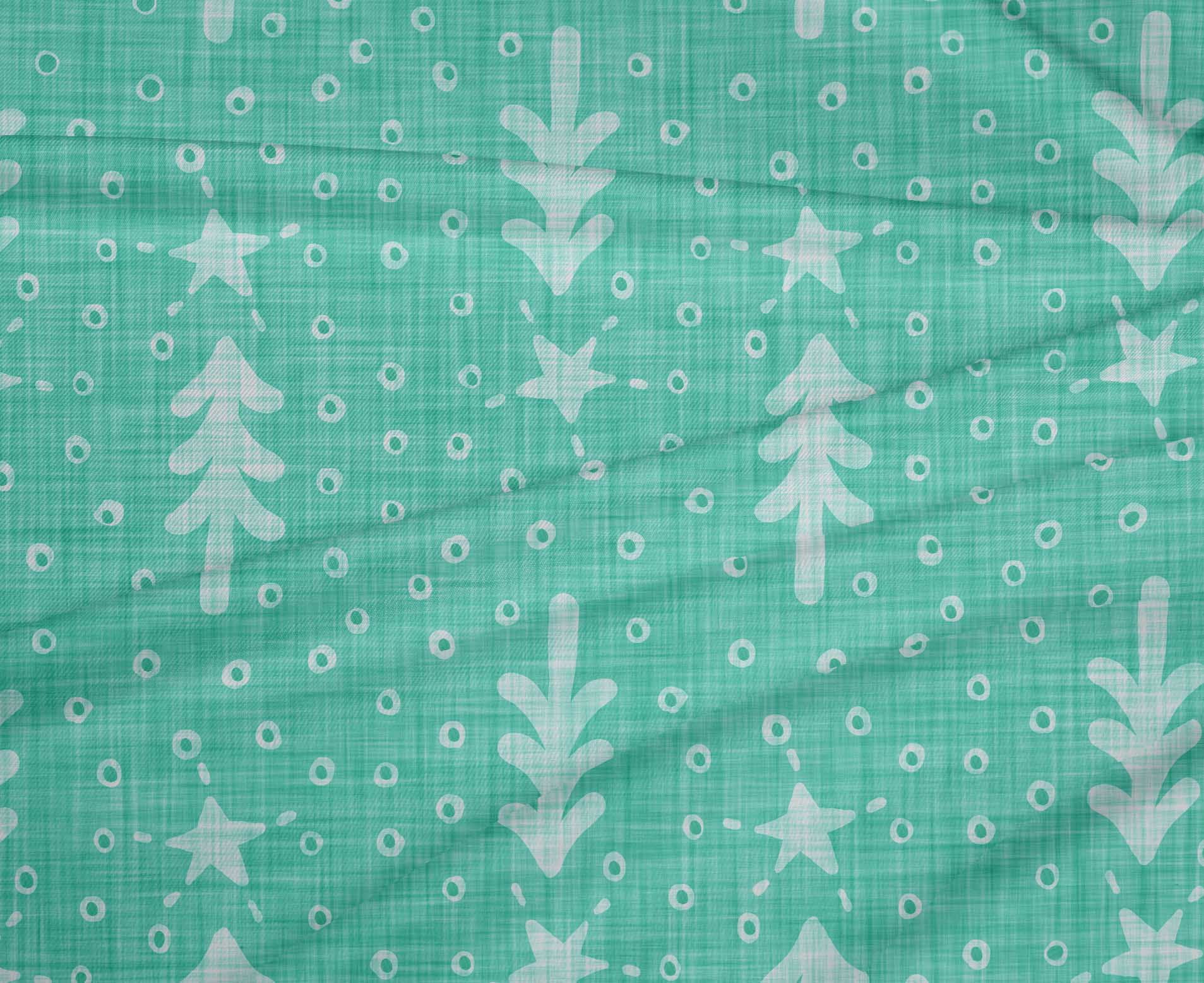 oneOone Polyester Spandex Aquamarine Green Fabric Merry Christmas Quilting Supplies Print Sewing Fabric By The Yard 56 Inch Wide