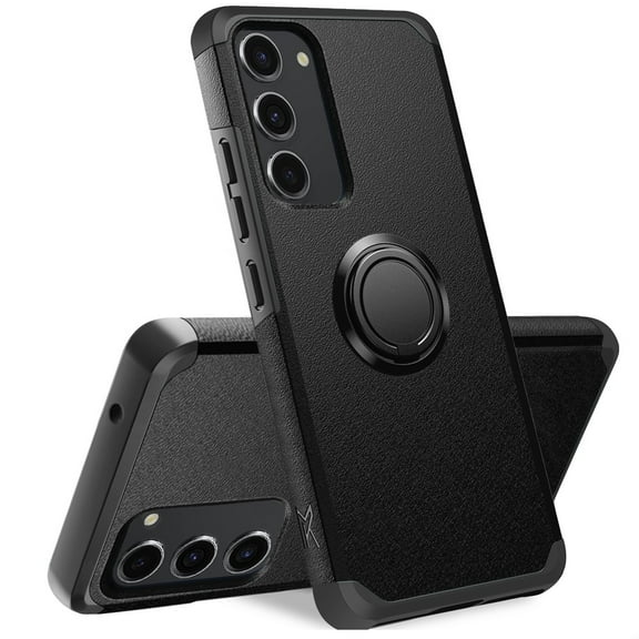 For Samsung Galaxy S23 FE /Fan Edition Kickstand Tough Hybrid with Built-in 360° Rotate Ring Stand Magnetic PC & TPU Cover ,Xpm Phone Case [ Black ]