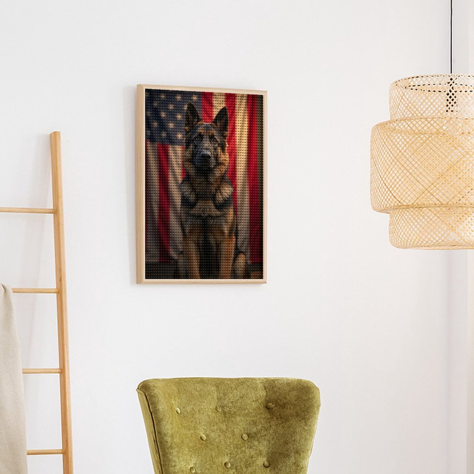 Diamond Art Kits for Adults, Dog American Flag Portrait 5D Diamond Painting Kits for Adults Beginners, DIY Full Drill Diamond Painting, Gem Art and Crafts 12x16
