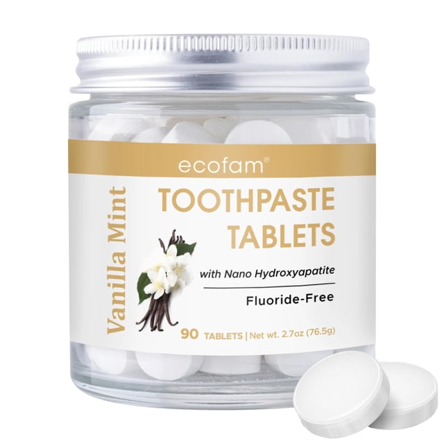 Pasta de dientes en tabletas EcoFam, sabor a vainilla y menta, 90 tabletas
