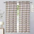 thumbnail image 6 of HOMERRY 28"Wx45"L Cafe Curtains Buffalo Check Light Filtering Farmhouse Kitchen Curtains, Taupe, 2 Panels, 6 of 7
