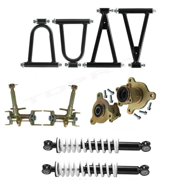 265mm 10.4" Front Suspenion Upper Lower Shock Swing Arm Kit & 275mm (10.8") Shocks & Steering Knuckle & 3 Stud Wheel Hubs for DIY Part Go Kart ATV Quad Buggy 4 Wheeler
