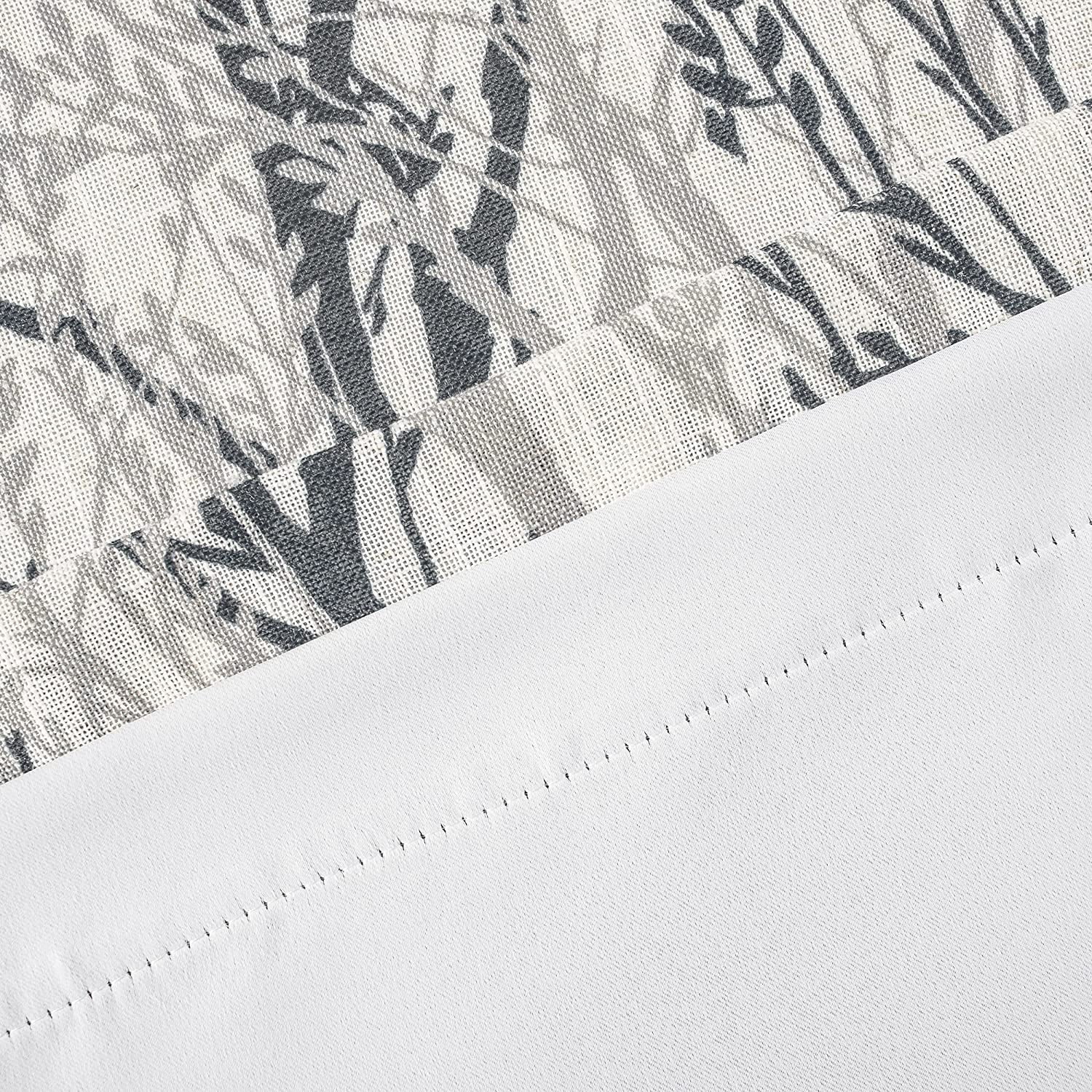 DriftAway Tree Branch Linen Blend Abstract Ink Printing Lined Window Curtain Valance Grey 52'' width x 24'' length