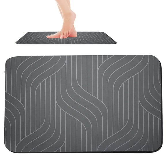 Diatomite Stone Bath Mat Quick Dry Bathroom Mat Non-Slip Bathroom Diatomaceous Earth Bathroom Floor Mat Carpet 40x60 cm Grey