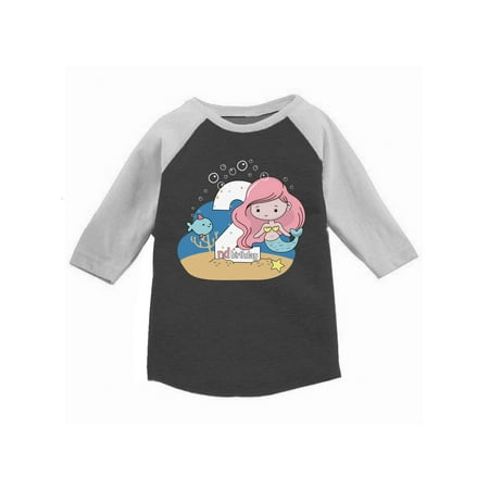 

Awkward Styles Mermaid Birthday Toddler Raglan Mermaid 3/4 Sleeve Shirt for Girls 2nd Birthday Party Mermaid Gifts for 2 Year Old Cute Birthday Mermaid Shirt I m 2 Jersey Shirt Mermaid Birthday Party