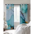 thumbnail image 2 of Blackout Curtains for Bedroom, Turquoise Marble Room Darkening Window Drapes for Living Room, Abstract Green Modern Luxury Cracks Thermal Insulated Grommet Curtains, 52x96 inch, 2 Panels, 2 of 9