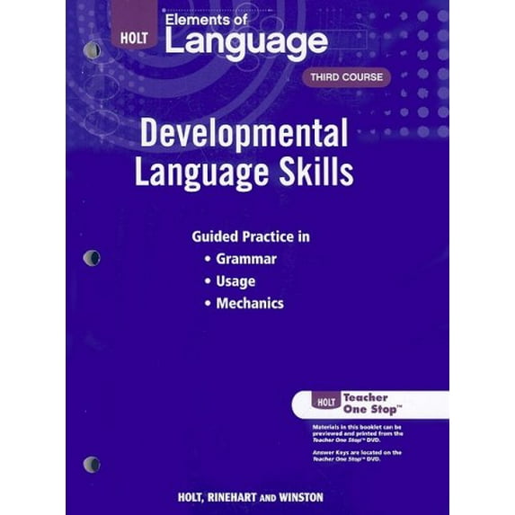 Pre-Owned Elements of Language: Developmental Language Skills, 9780030991974, 0030991978, Paperback, 1 edition