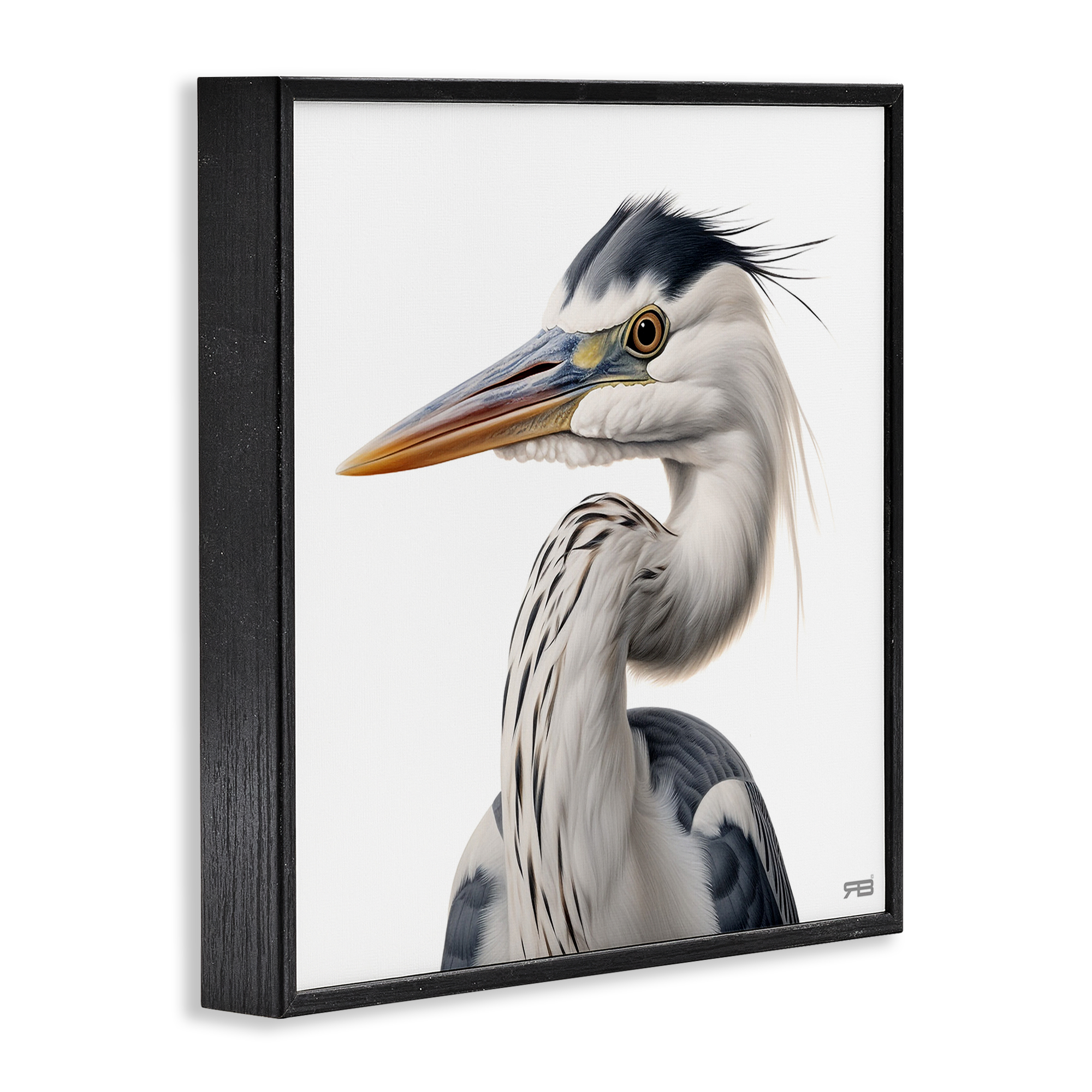 Stupell Industries Stoic Heron Looking Left Animals & Insects Painting Black Framed Art Print Wall Art, 12 x 12