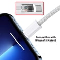 thumbnail image 5 of FVH 2.0M USB-C Type C Male to Male PD 27W 65W Power 480Mbps Data Cable White Sleeve for Phone & Tablet & Laptop, 5 of 9