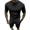 thumbnail image 1 of TIMIFIS Mens Outfits 2 Piece Summer Tracksuit Casual Crew Neck Solid Color Muscle Short Sleeve Tee Shirts and Classic Sport Shorts Set - Spring/Summer, 1 of 5