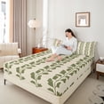thumbnail image 4 of jejeloiu Vintage Leaves Pattern Bed Sheets,Green Beige King Sheets For Kids 4pcs, 4 of 7