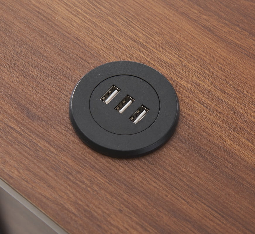 Mainstays 2 Drawers Computer Desk with USB Charger for Teen Adult, 39.4' Study Writing Table, Walnut Canyon Finish., Mainstays 2 Drawers Computer Desk with USB Charger