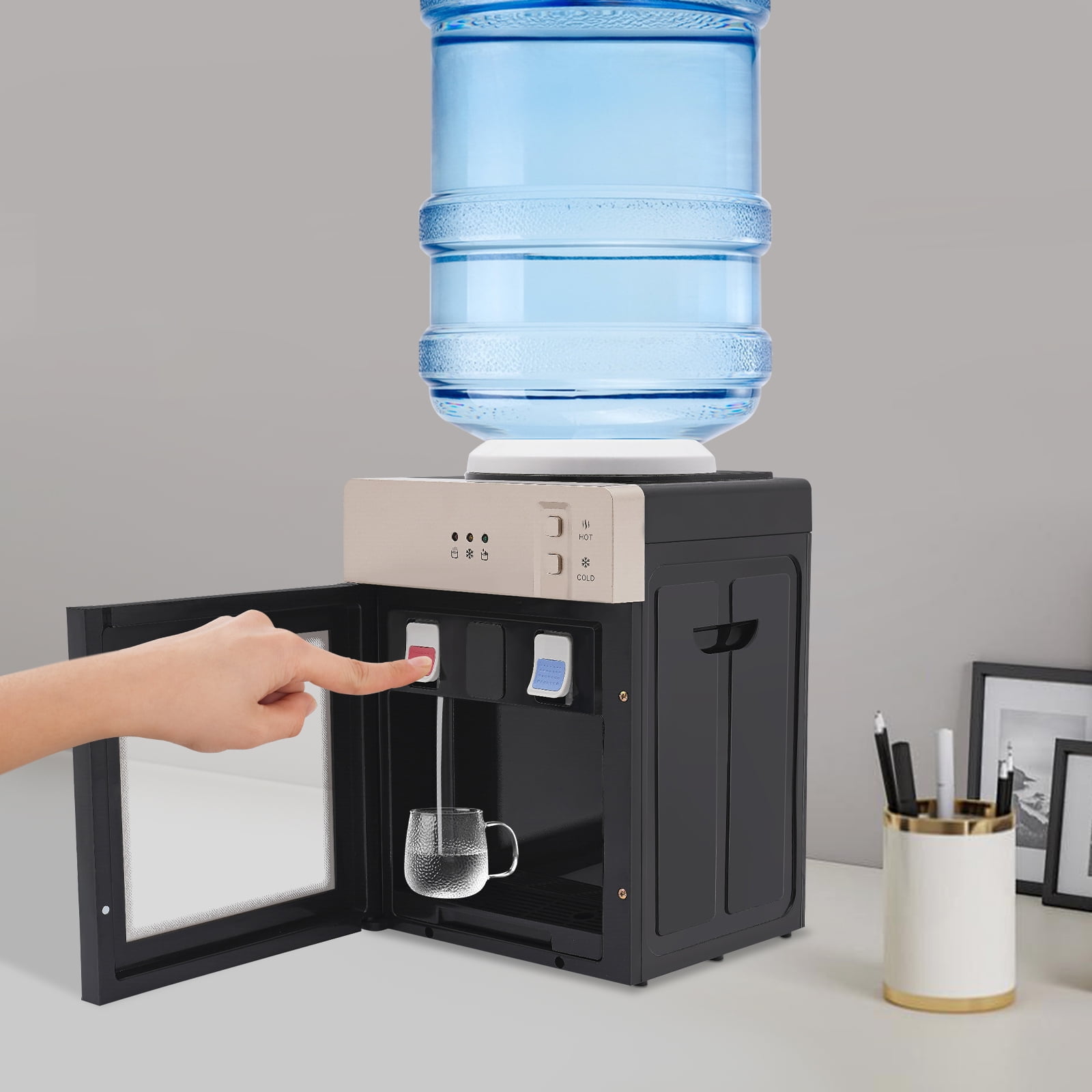 5 Gallon Top Loading Countertop Water Cooler Dispenser, Small Desktop Automatic Drinking with Hot Cold Water for Home Office Dorm