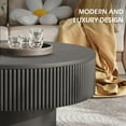 thumbnail image 6 of Gelloan 31.5" Round Fluted Coffee Table, Modern Wood Circle Coffee Table, Veneer Handcrafted Relief Tea Table for Living Room,Black, 6 of 8