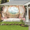 thumbnail image 5 of 7 x 5 ft Pink Floral Photography Backdrop, Retro Flowers Photography Backdrop Dreamlike Wedding Portrait Photo Background Wedding Birthday Party Background Banner Decor, 5 of 5