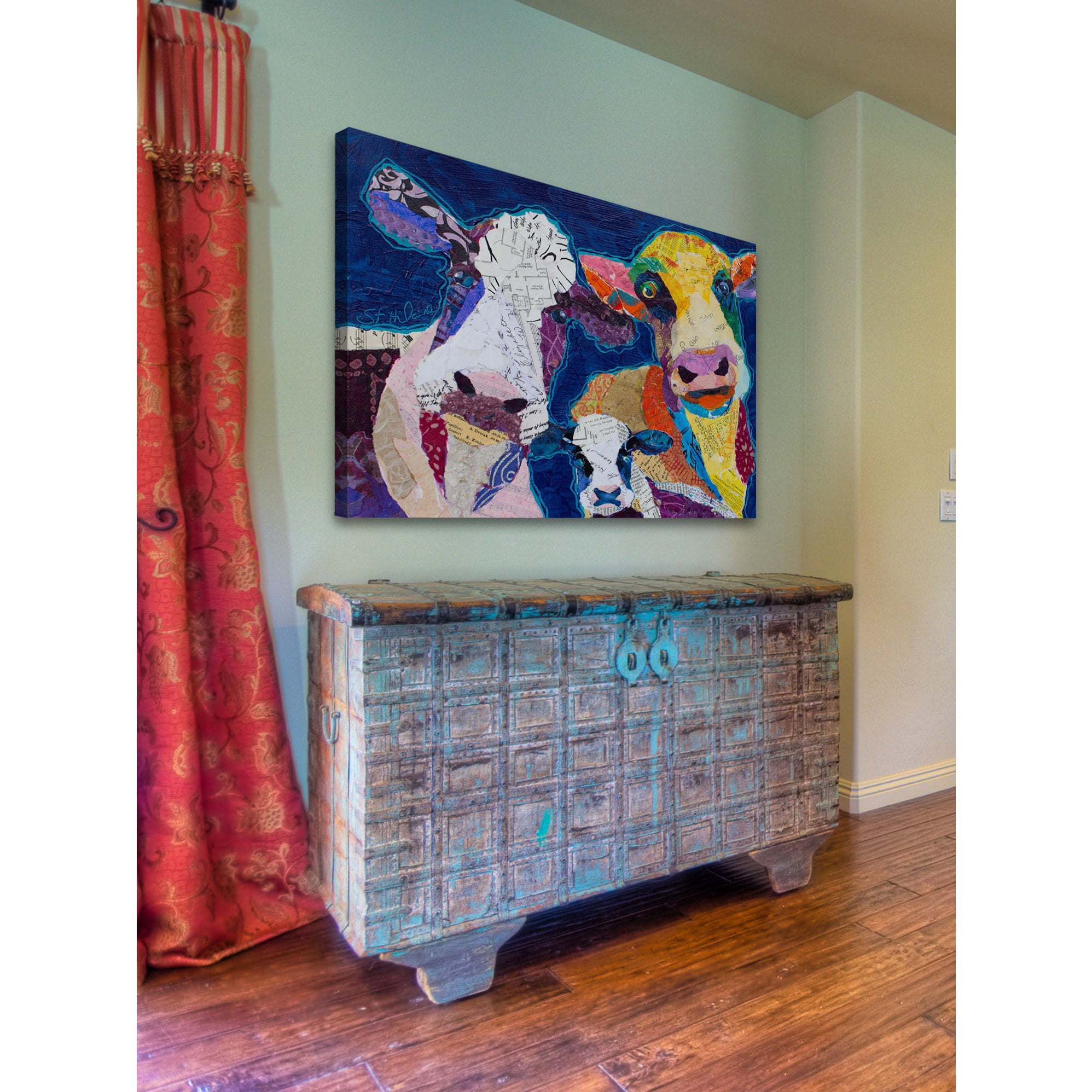 "Trois Vache" Painting Print on Wrapped Canvas