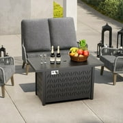 Evita 43 Propane Fire Pit Table, 50,000 BTU Auto Ignition Gas Fire Pit with Removable Lid & Waterproof Cover for Patio, Backyard, Black
