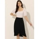 thumbnail image 3 of Falda asimétrica con dobladillo con volantes de color sólido y cintura alta con decoración de botones para mujer Negro XS, 3 of 6