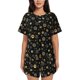 thumbnail image 1 of Balery Gold Dog Paw Conjunto de Pijama para Mujer con Estampado, Dos Piezas de Manga Corta y Shorts, Ropa de Dormir Suave con Cuello Redondo y Bolsillos-Small, 1 of 6
