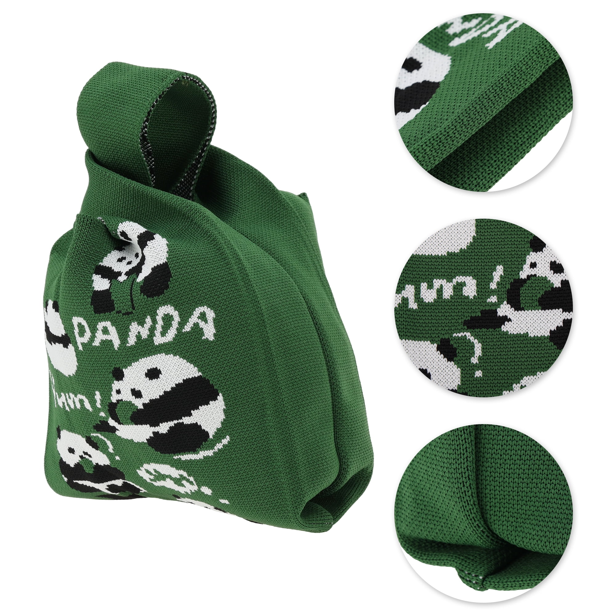 Unique Bargains Cute Animal Pattern Knitted Wrist Bag for Stylish and Practical Use Green
