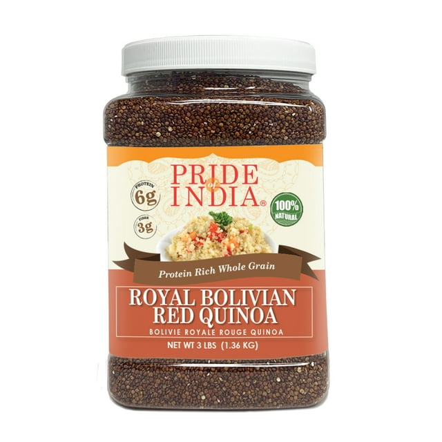 Pride Of India - Quinoa Bolivienne Rouge Royale Naturelle - Pot de Grains Entiers Riche en Protéines, Pot de 3 Livres