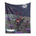 thumbnail image 1 of Fantasy Soft Flannel Fleece Throw Blanket, Red Riding Hood Themed Illustration of Wolf and a Little Girl by the Night, Cozy Plush for Indoor and Outdoor Use, 70" x 90", Violet and Taupe, by Ambesonne, 1 of 6