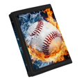thumbnail image 2 of CHAQLIN Children's Wallet Baseball with Fire and Water Collision Slim Trifold Pouch for Daily Use, Polyester Portable Trifold Card Wallet, 2 of 6
