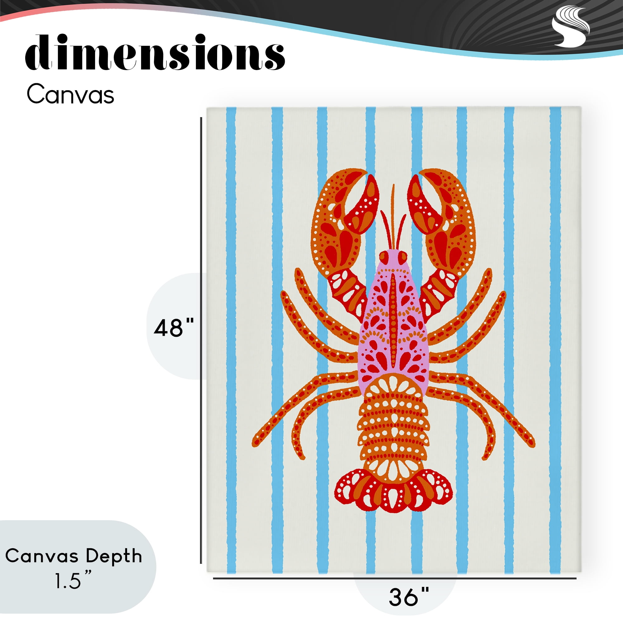 Stupell Industries Bright Boho Lobster on Stripes Canvas Wall Art, design by Indira Prieto | IndySign
