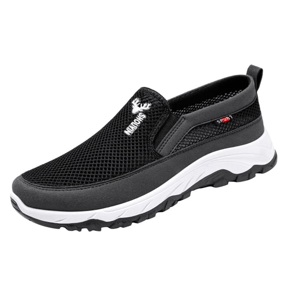 Men's Loafers Black Vintage Square-Toe Mens Walking Shoes Soft Sole Breathable Mens Casual Shoes, Orthopedic Mens Loafers