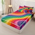 thumbnail image 2 of Castle Fairy Flat Rainbow Wave Zipper Full Size Comforter Sets with Fitted Sheet and 2 Pillowcases,Smooth Curved Striped Seamless Zipper Bedding Set,Bright Pastel,Pink Reversible,4pcs, 2 of 6