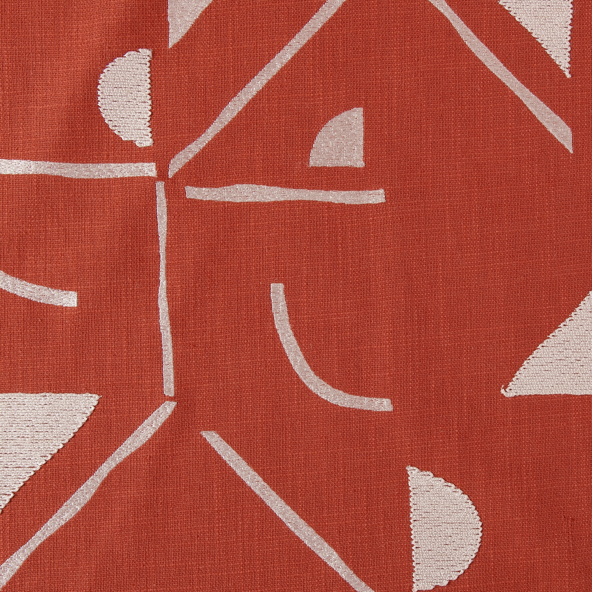 Ox Bay and Stacy Garcia 24" x 24" Orange/Ivory Embroidered Geometric Cotton Blend Adult Decorative Throw Pillow