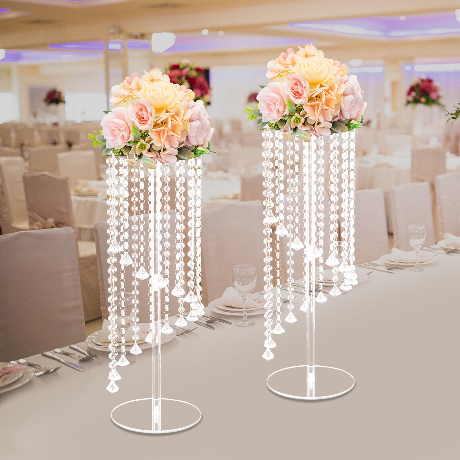 Miumaeov Clear Acrylic Tall Vases for Centerpieces 2 Pcs Tabletop