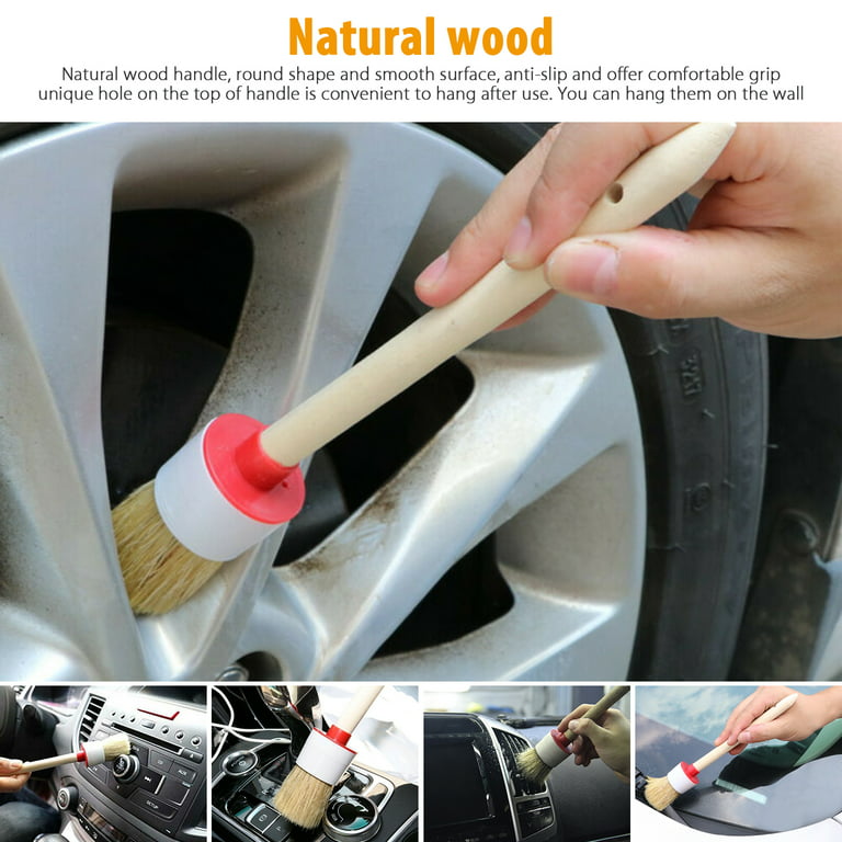 ✓5Pcs Car Detailing Brush Set, Auto Detail Brushes Kit For Wheel Cleaning  Sets