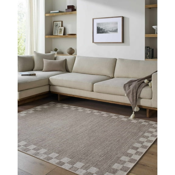 Hauteloom Bardot Wool Living Room, Bedroom Machine Washable Area Rug - Contemporary - Taupe, Stone, Sandstone - 2' x 3'