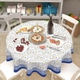 thumbnail image 5 of Yellow Floral Tablecloth Round 60 Inch Spring Summer Vintage Blue Flower Decorative Outdoor Table Cloth Washable Fabric Boho Table Cover for Kitchen Dining Holiday Party Picnic Indoor Home Decor, 5 of 6