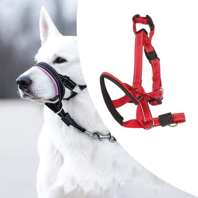 Collar Para Cabeza De Perro, Transpirable, Correa Ajustable, Diseño Humanizado, Material De Nailon, Fácil De Limpiar, Alivio De Presión Para Bozal De
