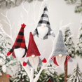 thumbnail image 2 of Christmas Hanging Gnome 1 Set Plaid Plush Hat Decor Present Supplies, 2 of 5