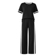 thumbnail image 7 of Oksale Pants Sets Women 2 Piece Outfits Petite Cozy Loose Short Sleeve Tops Stretch High Waisted Straight Leg Pants with Pockets Black XL, 7 of 7