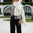 thumbnail image 4 of AWZXDE Women's Long Solid Color Fringe Design Scarf Casual Versatile Fashion for Side Draping Basic Style Warm Accessory WH1,One Size, 4 of 5