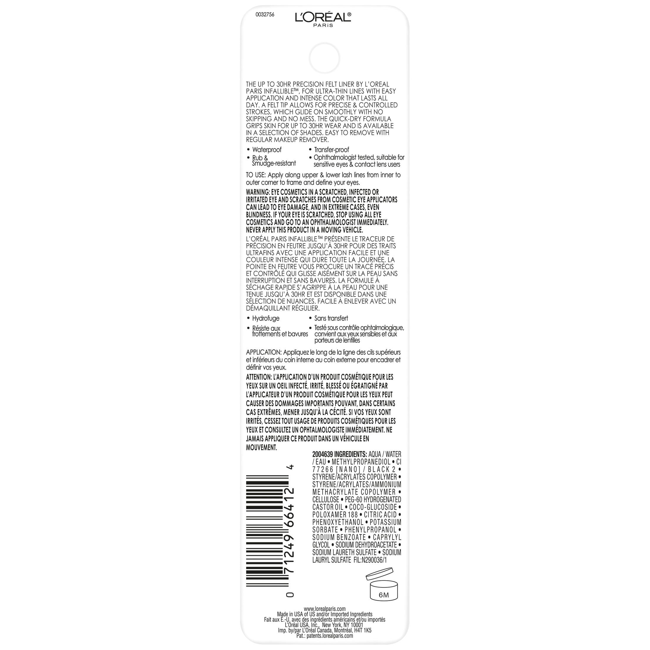 (2 pack) L'Oreal Paris Infallible Precision Felt Waterproof Liquid Eyeliner, 0.03 fl oz